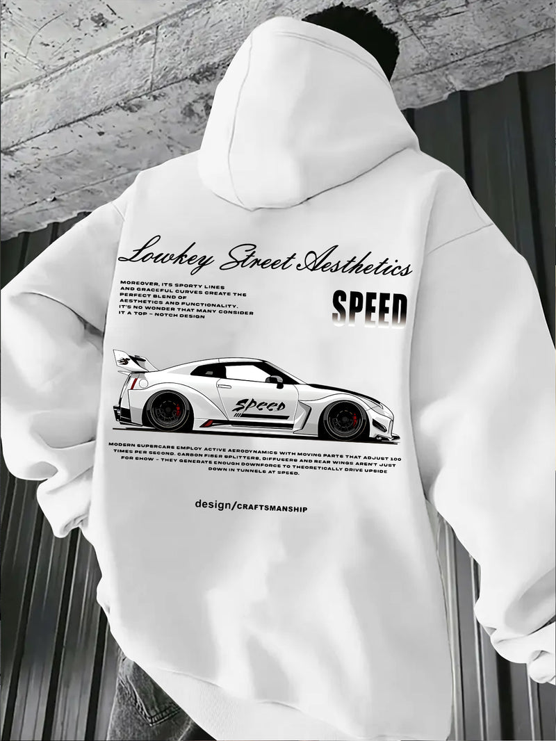 Racing Style,  Element Pattern Print Men's Hoodie.