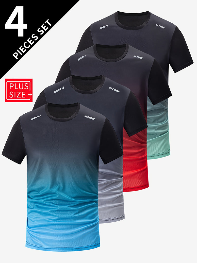Set of 4 Large-Sized Summer Short-Sleeve T-Shirts for Men.