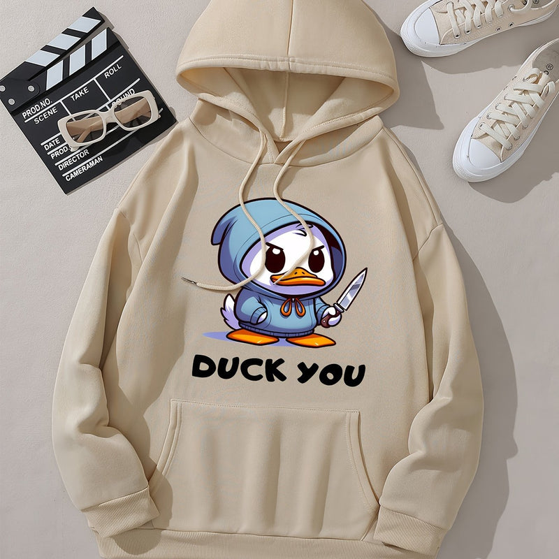 Women'S Casual Fashion Hooded Sweatshirt with Duck.