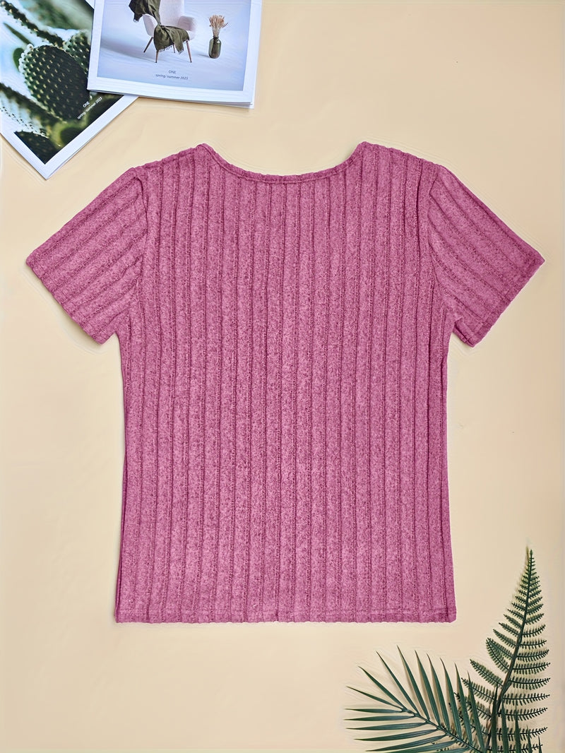 3pcs Women's Elegant V-Neck Short Sleeve Blouses.
