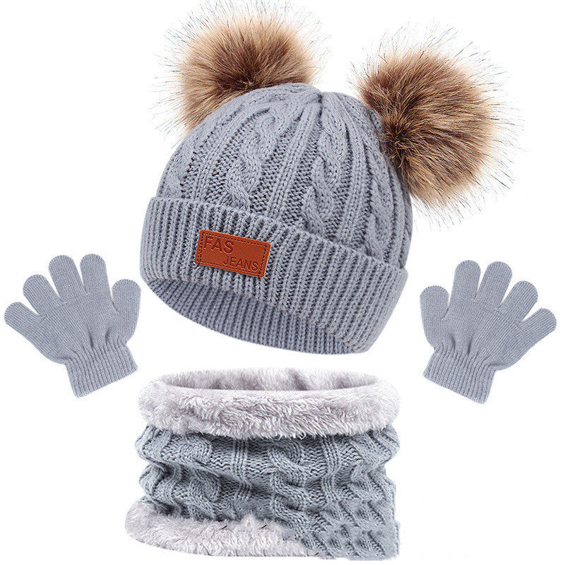 Children's Hat Scarf Gloves Three-piece Set