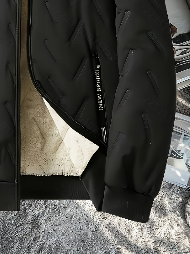 Black Autumn and Winter Velvet Casual Men's Jacket.
