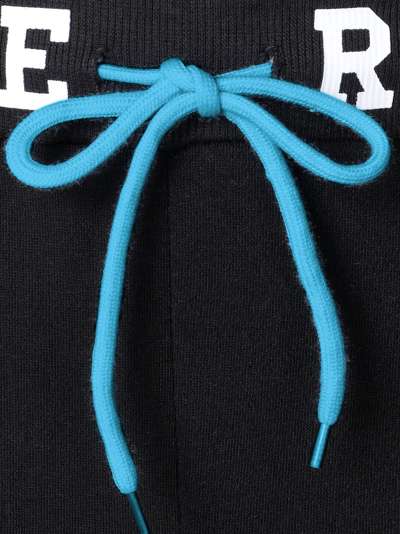 Men's Hiphop Outfit, Letter Print Long Sleeve Full-Zip Casual Jacket And Loose Jogger Pants.