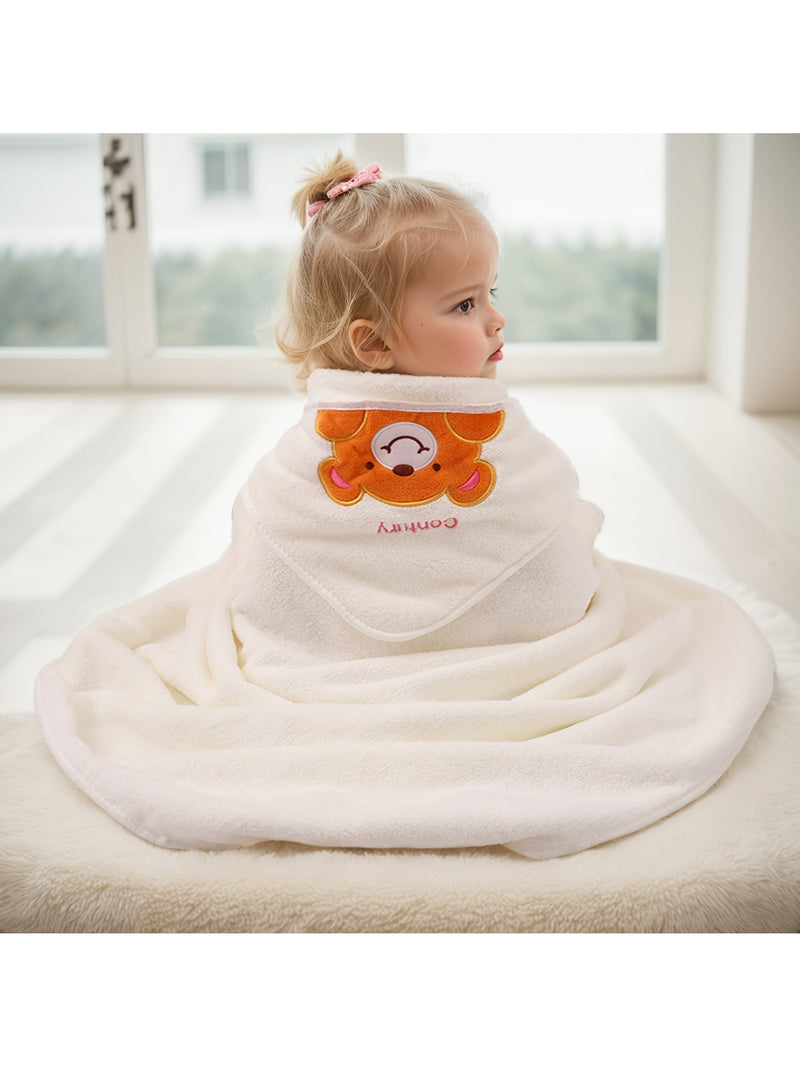 Cute Baby Bathrobe, Highly Absorbent, Quick-Drying, with a Hood.