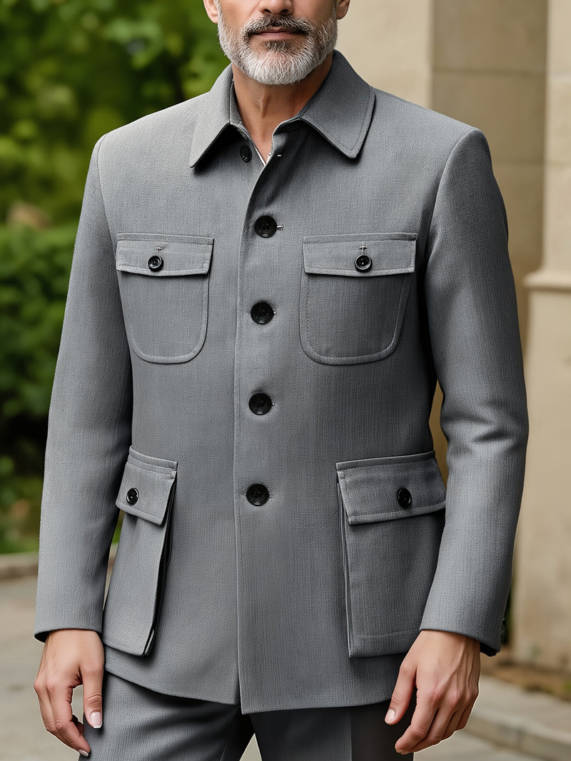 Light Business Chinese Tunic Suit Two-piece Set Jacket and Pants.