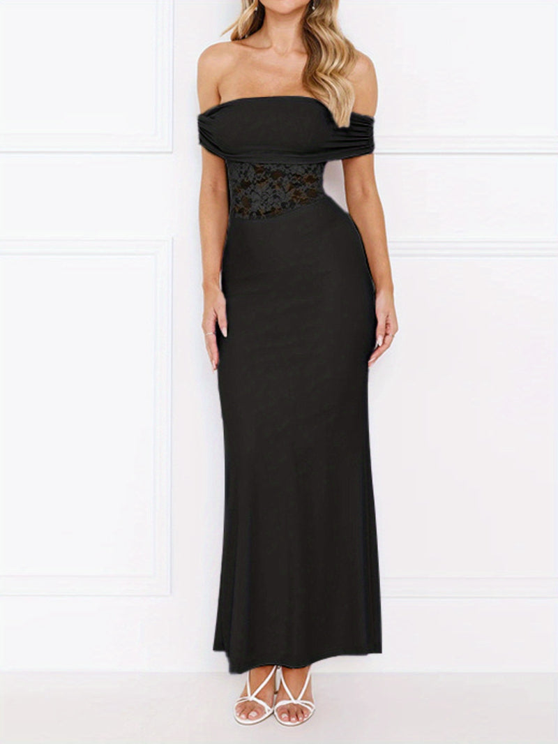 Convertible Strapless Renaissance Lace Panel Dress.