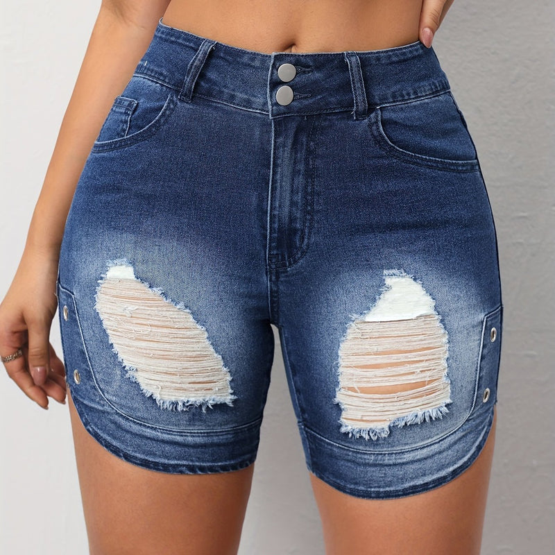 Women'S Ripped Denim Shorts.