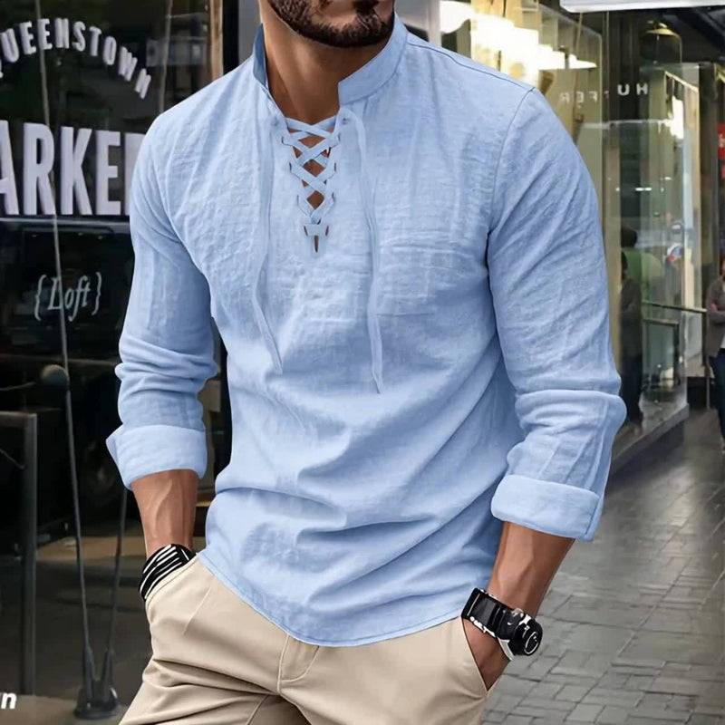 Men's Breathable Fabric Short-Sleeve V-Neck Oversized Casual T-Shirt.