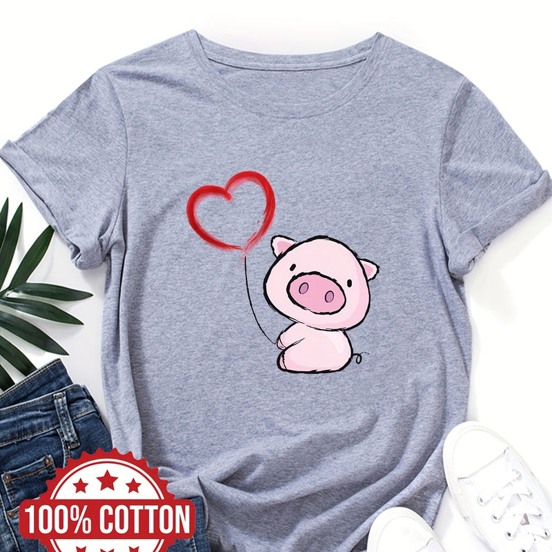 Women's Cute & Heart Balloon Print T-Shirt.
