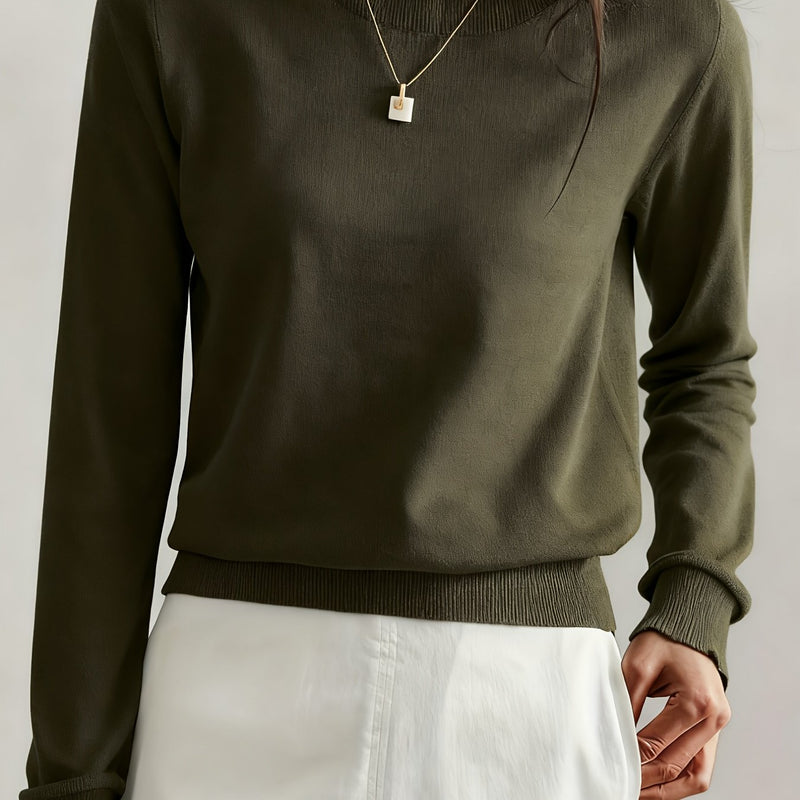 Women's Fashion Round Neck High-end Versatile Base Layer Top.