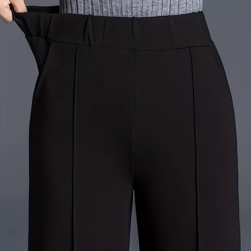 Women's Elegant High Waisted Slanted Pocket Wide Leg Pants.