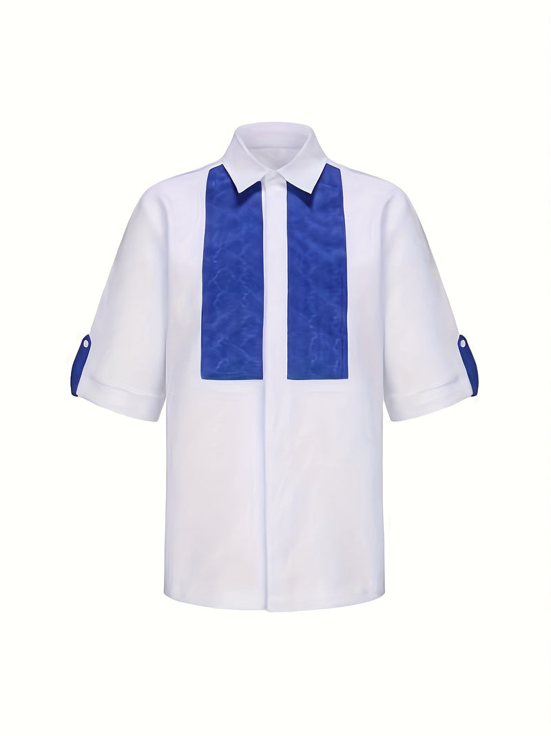 African ethnic style Men's casual suit printed shirt hem slit.