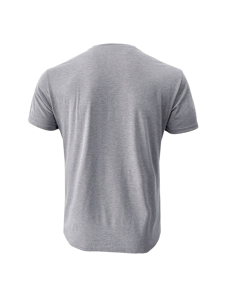 Men's Henley Round Neck Short Sleeve T-Shirt.