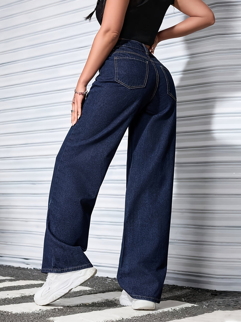 Women’s Classic High-End Solid Color Straight-Leg Jeans.