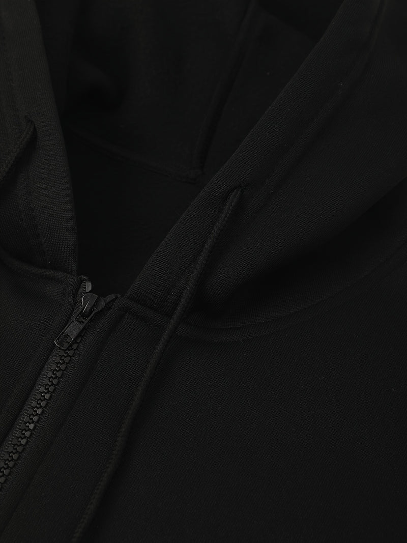 Men's Autumn And Winter Zip-Up Long Sleeve Sweatshirt And Long Pants Set.
