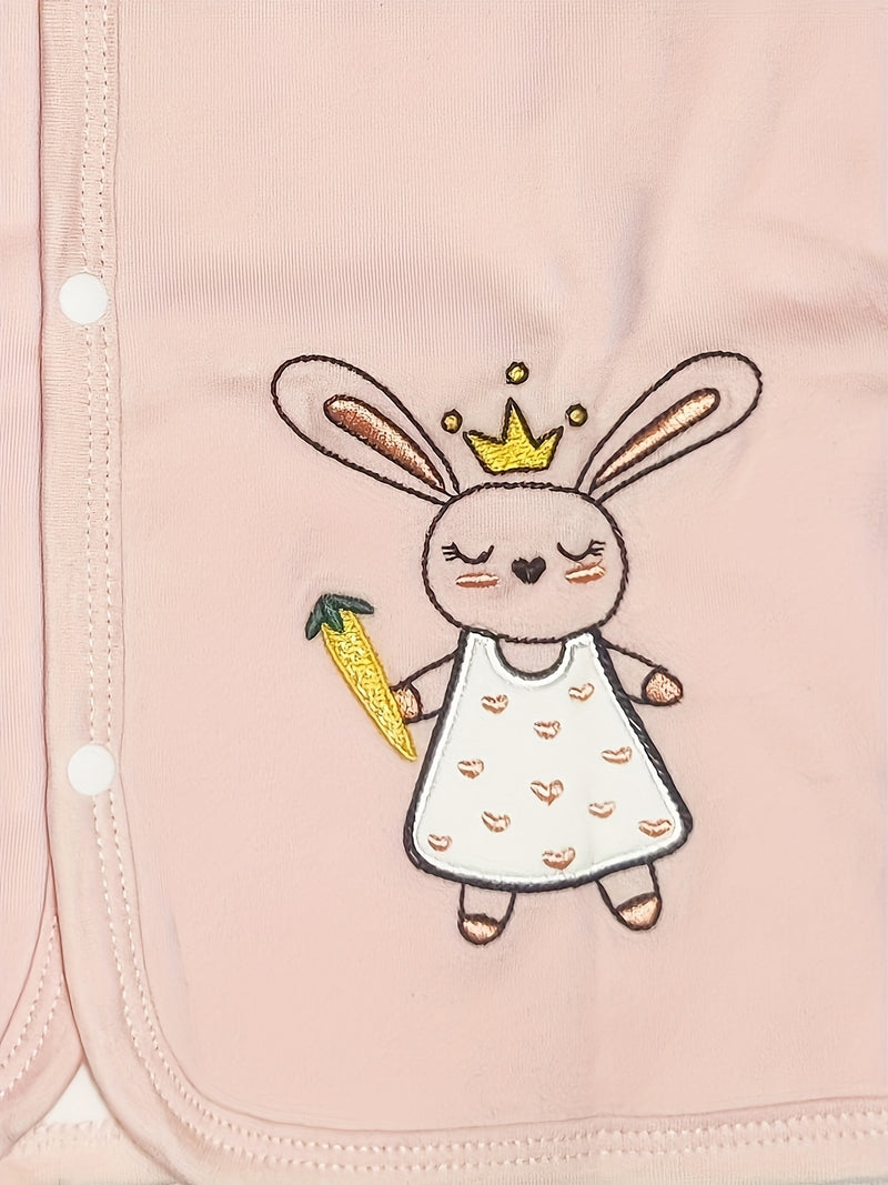 Baby Girl' Soft Cotton Bear Embroidery Cardigan Jacket.