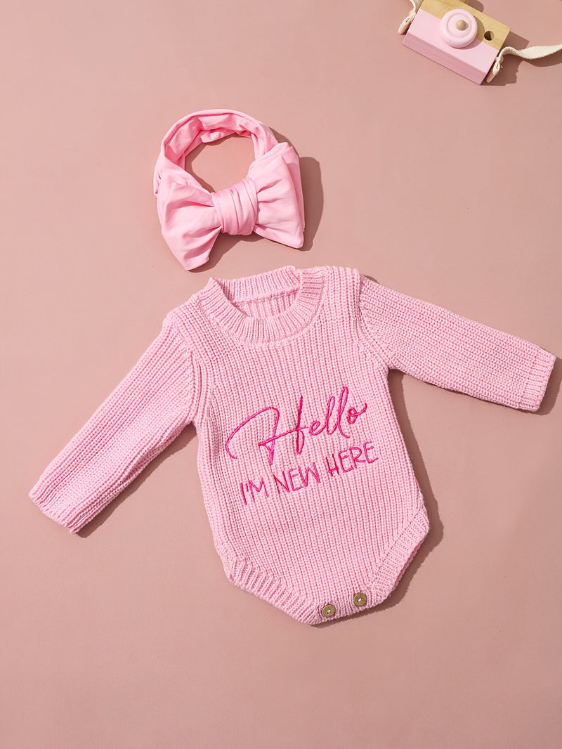 2pcs Newborn Photography Outfit, Baby Girl Knit Sweater with Bow Set.