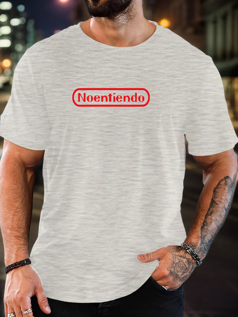Men's Spanish "No Entiendo" Print Solid Color Casual T-Shirt.