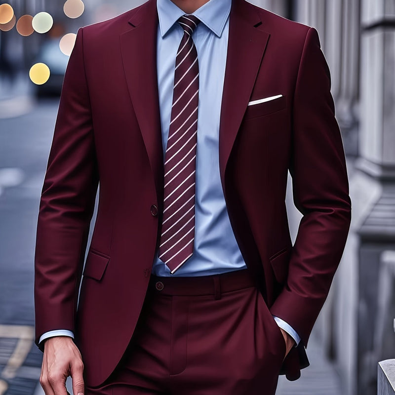 2pcs Classic Suit Set- Men's Formal Wear- High Quality, Comfortable Fit.
