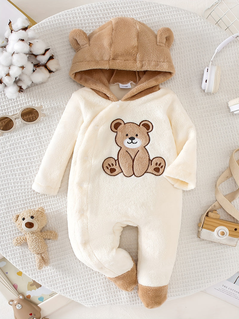 Baby Boy Outdoor Autumn Winter New Bear Embroidery Pattern.
