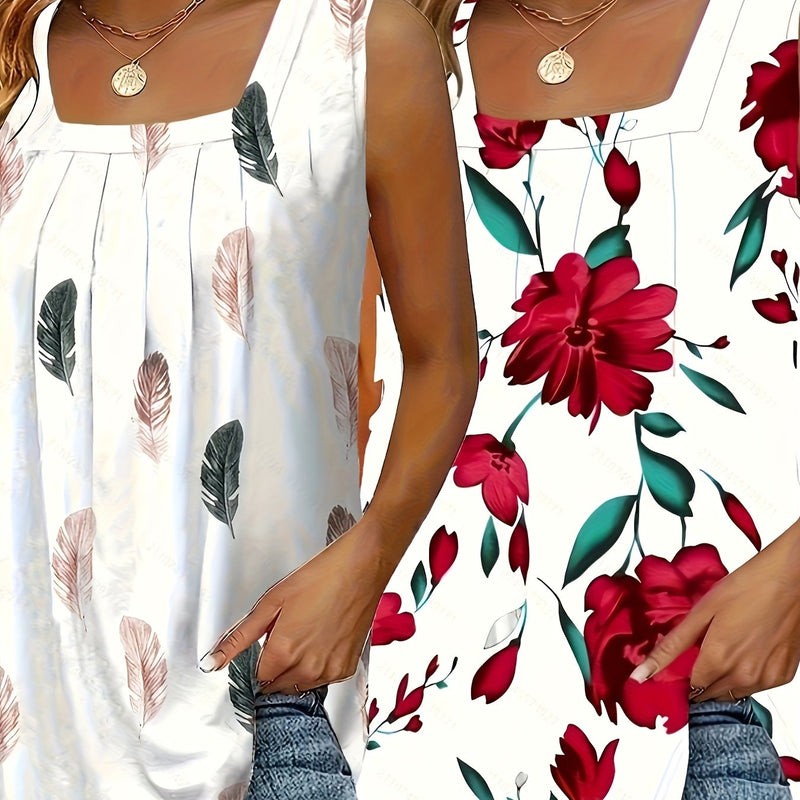 2pcs Featuring a Trendy Women's Tank Top, a Stylish Plus-Size.