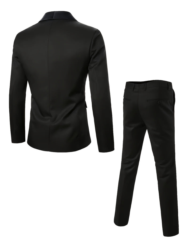 3pcs Men's Suit Set, All-Season Business Wedding Party, Suit Jacket,