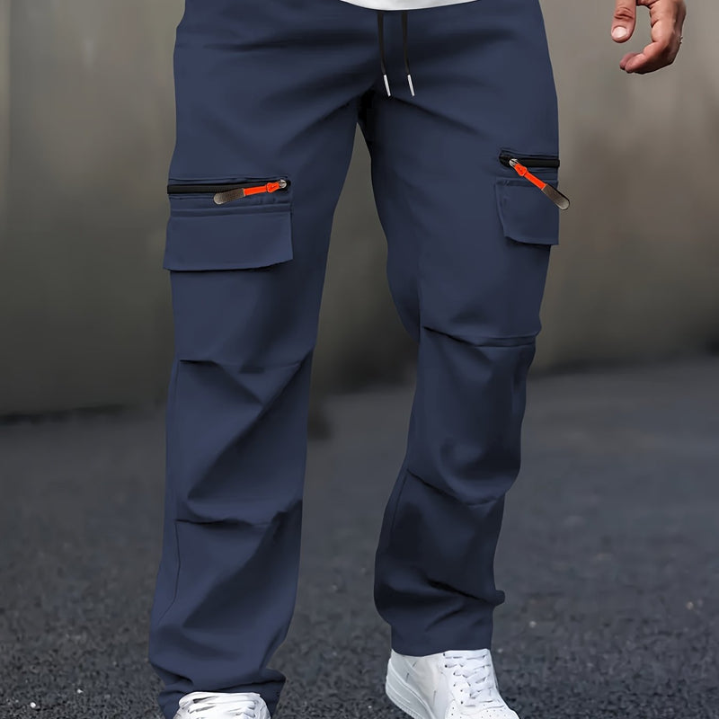 Men's Casual Cargo Pants with Multiple Pockets.