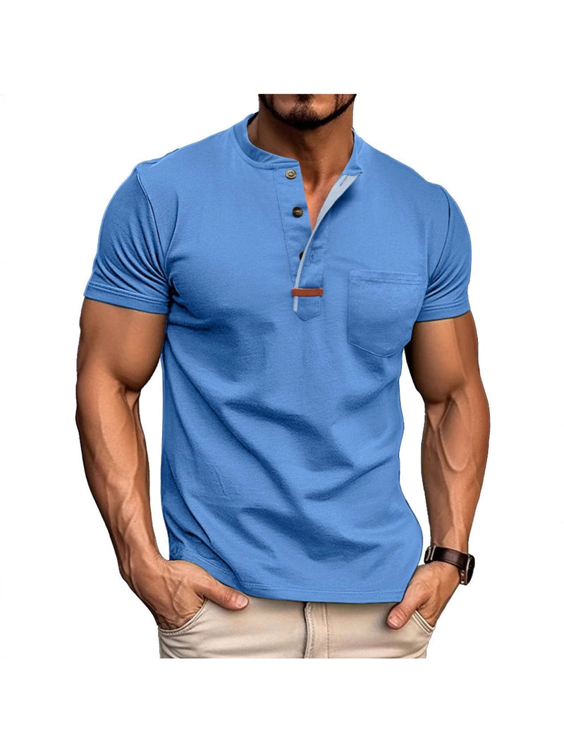 Men's Crewneck Short-sleeve T-shirt, Casual Summer Vacation.