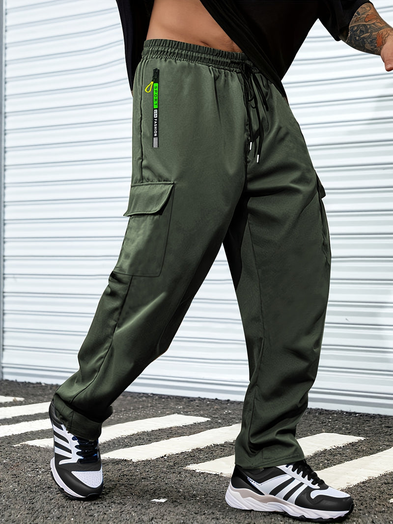 Men's Outdoor Casual Cargo Pants - Made from Polyester Fabric.