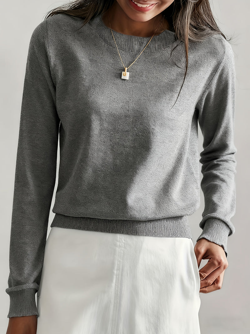 Women's Fashion Round Neck High-end Versatile Base Layer Top.