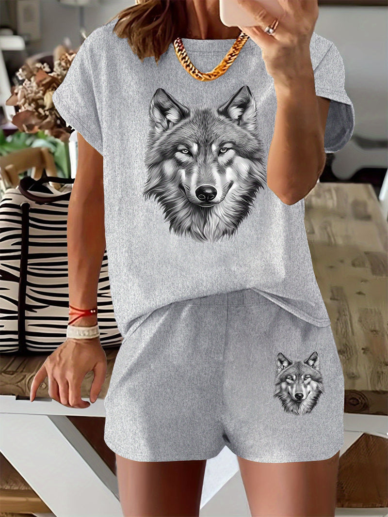 Women's Casual Homewear Two-Piece Set Consisting of a T-Shirt And Shorts.