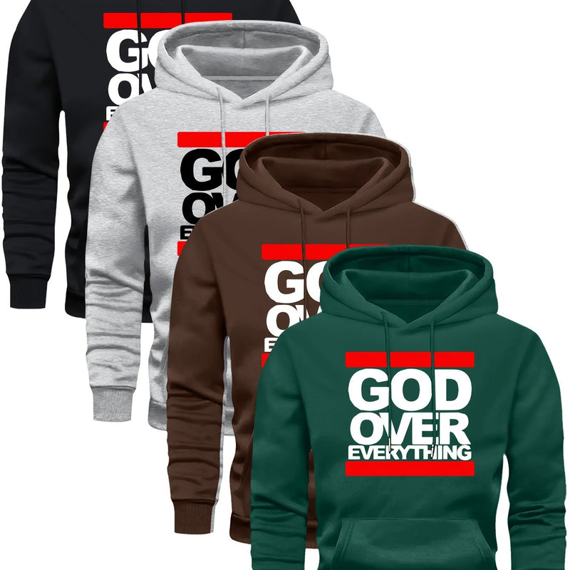 4 Counts Hooded Sweatshirt Fleece Men's Casual Versatile Fashion.