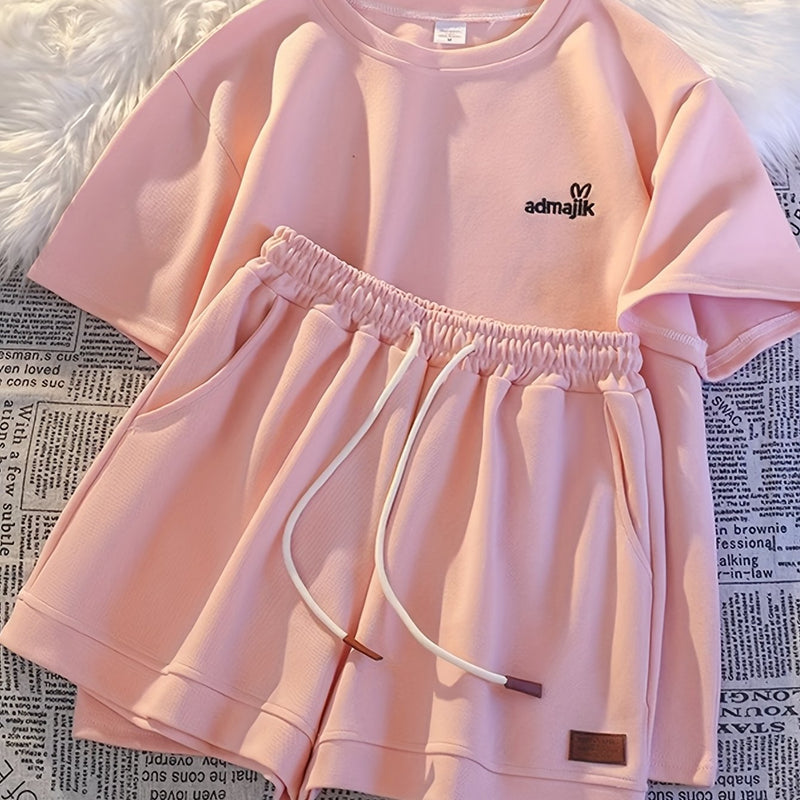 Women’s Summer Casual Short Sleeve Fashion Shorts Set.