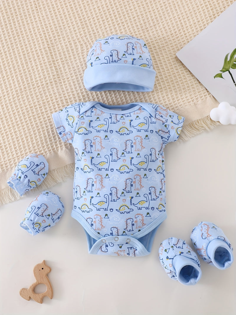 Summer Children's Triangle Romper Cute Dinosaur Pattern 0-3m Baby Onesie.