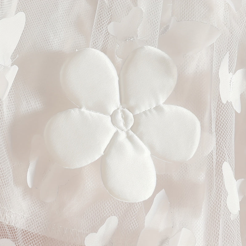 Newborn Baby Girl White Christening Gown Long-Sleeved Dress.