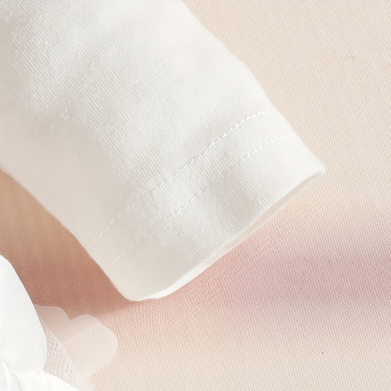 Newborn Baby Girl White Christening Gown Long-Sleeved Dress.