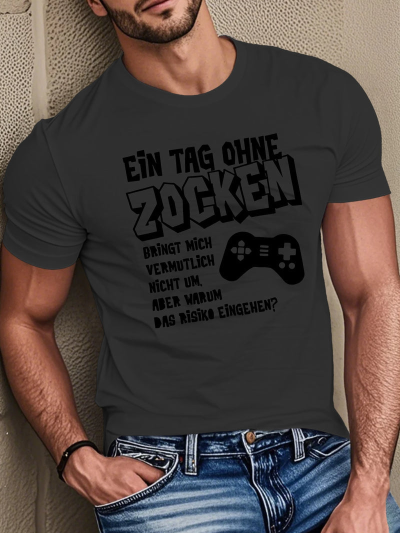 Men's Short-Sleeve Summer T-Shirt with German Streetwear Design.