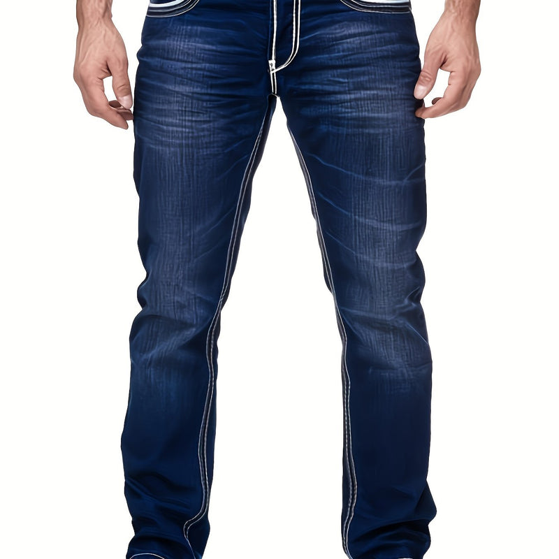 Men's Thick-thread Washed Denim Jeans.