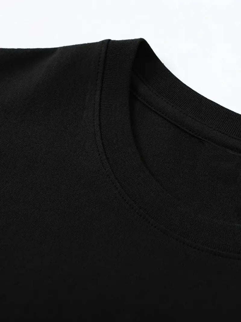 Men's Casual Versatile Trendy Round Neck Heavyweight Cotton T-Shirt.