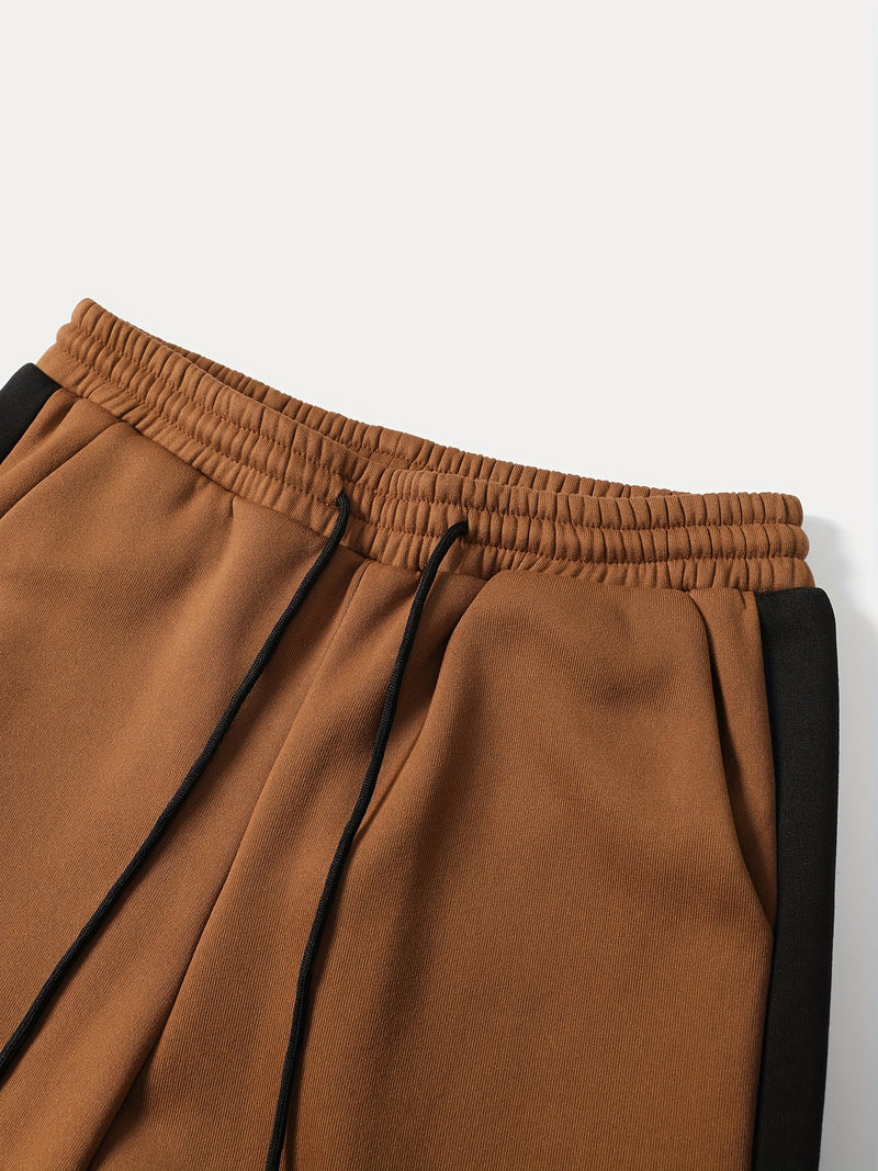 Men's Autumn And Winter Zip-Up Long Sleeve Sweatshirt And Long Pants Set.