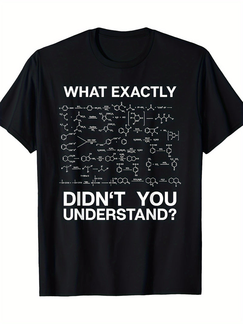 Men's Funny Chemistry T-Shirt with DNA/RNA/Protein Charts.