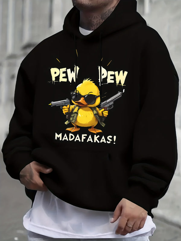 Men's Hoodie with a Madagascar Duck Pattern.