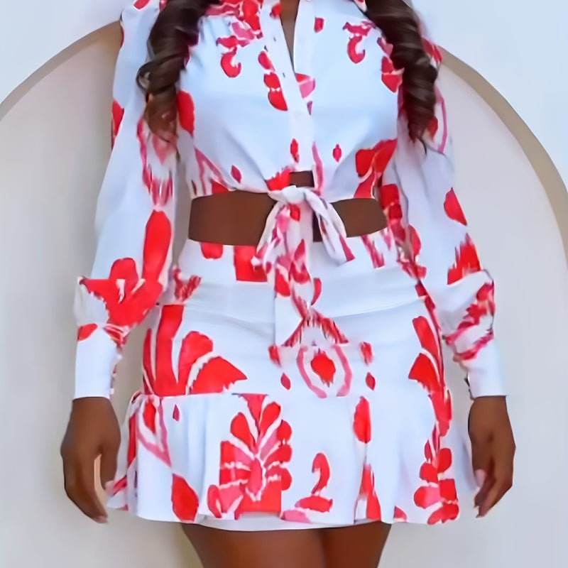 Elegant Floral Two-Piece Set for Women.