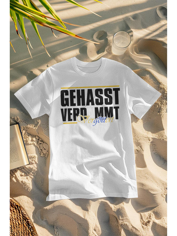 Men's & Women's Gothic German Text Print T-Shirt.