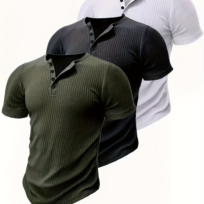 3pcs Men’s Short-Sleeved Fashion Trendy Top.