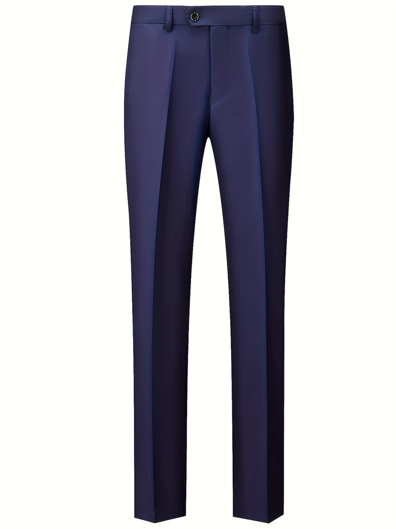 Men's 2pcs Suit, Double-Breasted Notch Lapel Solid Color Blazer and Pants Set.