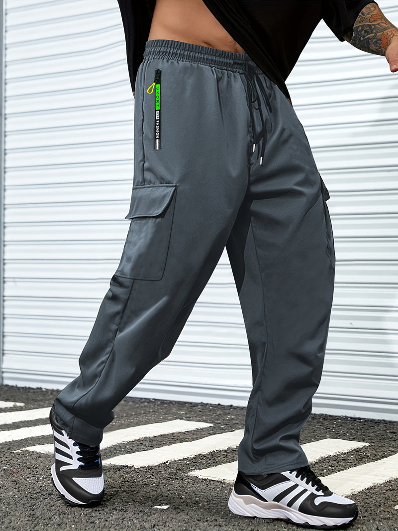 Men's Outdoor Casual Cargo Pants - Made from Polyester Fabric.