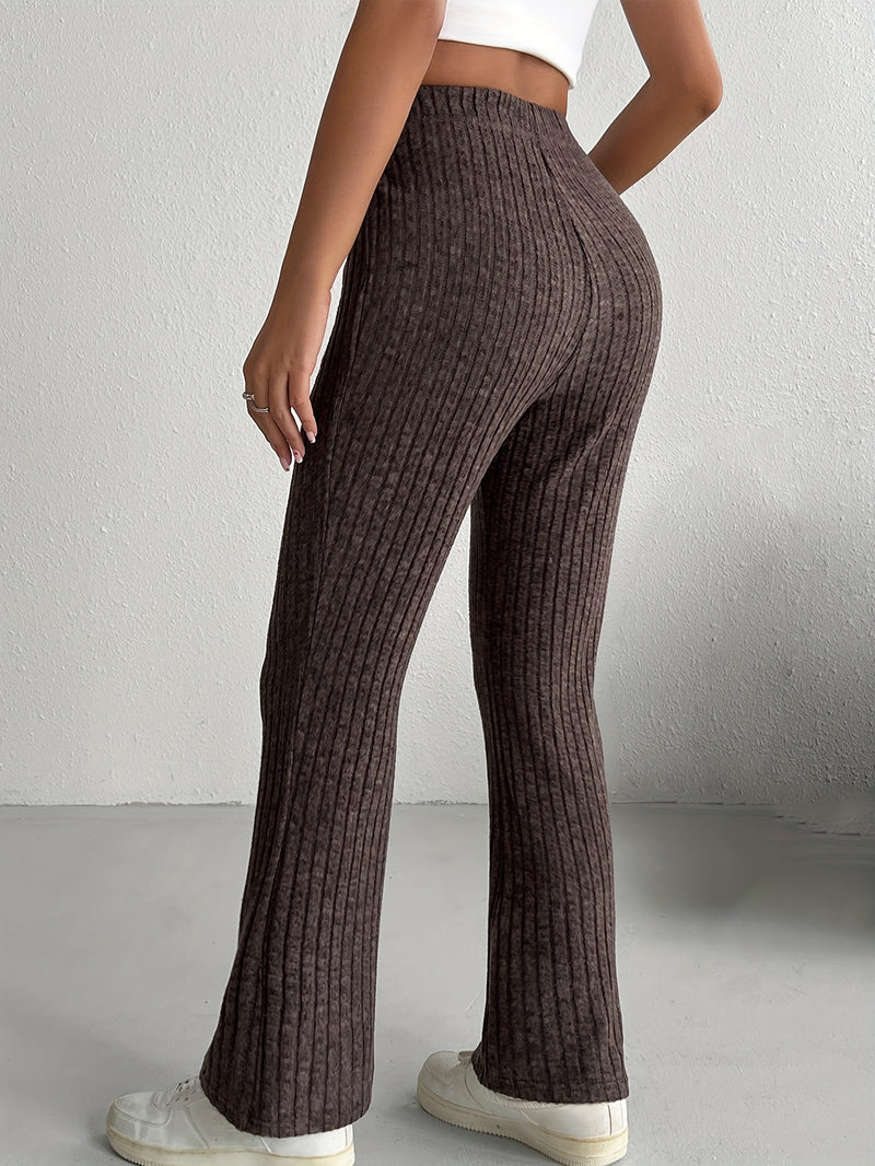 Women's Plus Size Autumn/Winter Ribbed Elastic Waist Slightly Flared.