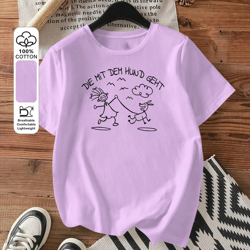 Women's Stylish Printed Round Neck Short Sleeve T-Shirt.