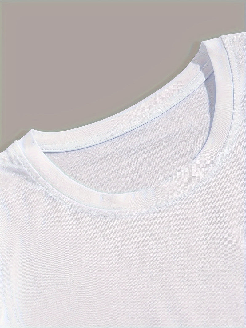 Men's Poker Card Pattern Summer Casual Crew Neck Short T-Shirt.